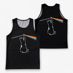 Cat Running Tank Top Rock Cat Playing with Rainbow Light Running Singlet for Men and Women