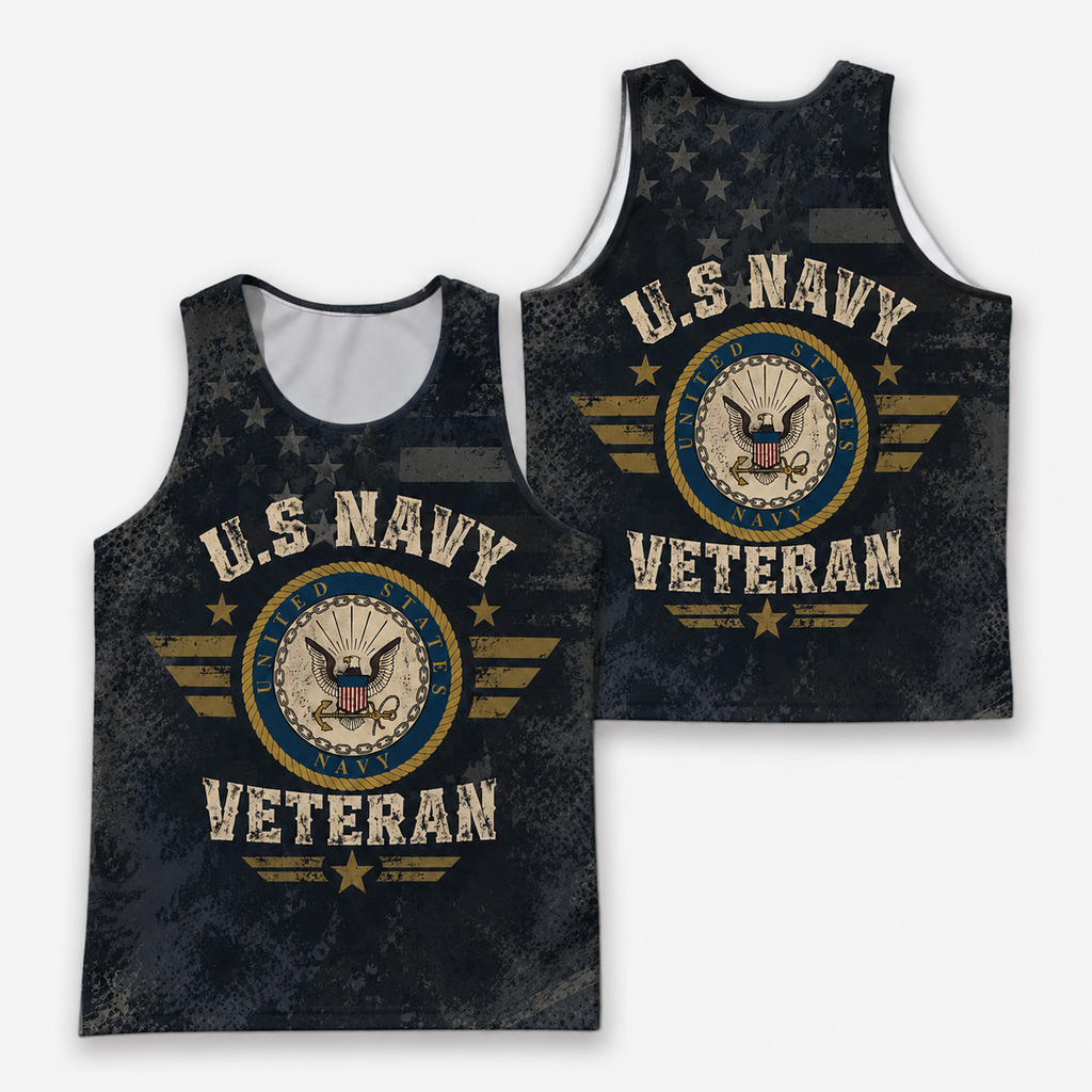 Veteran Running Tank Top - US Navy Veteran V7 Tech Singlet
