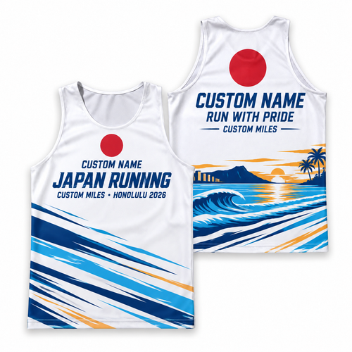 Custom Name Miles Rising Sun Aloha Running Tank Top