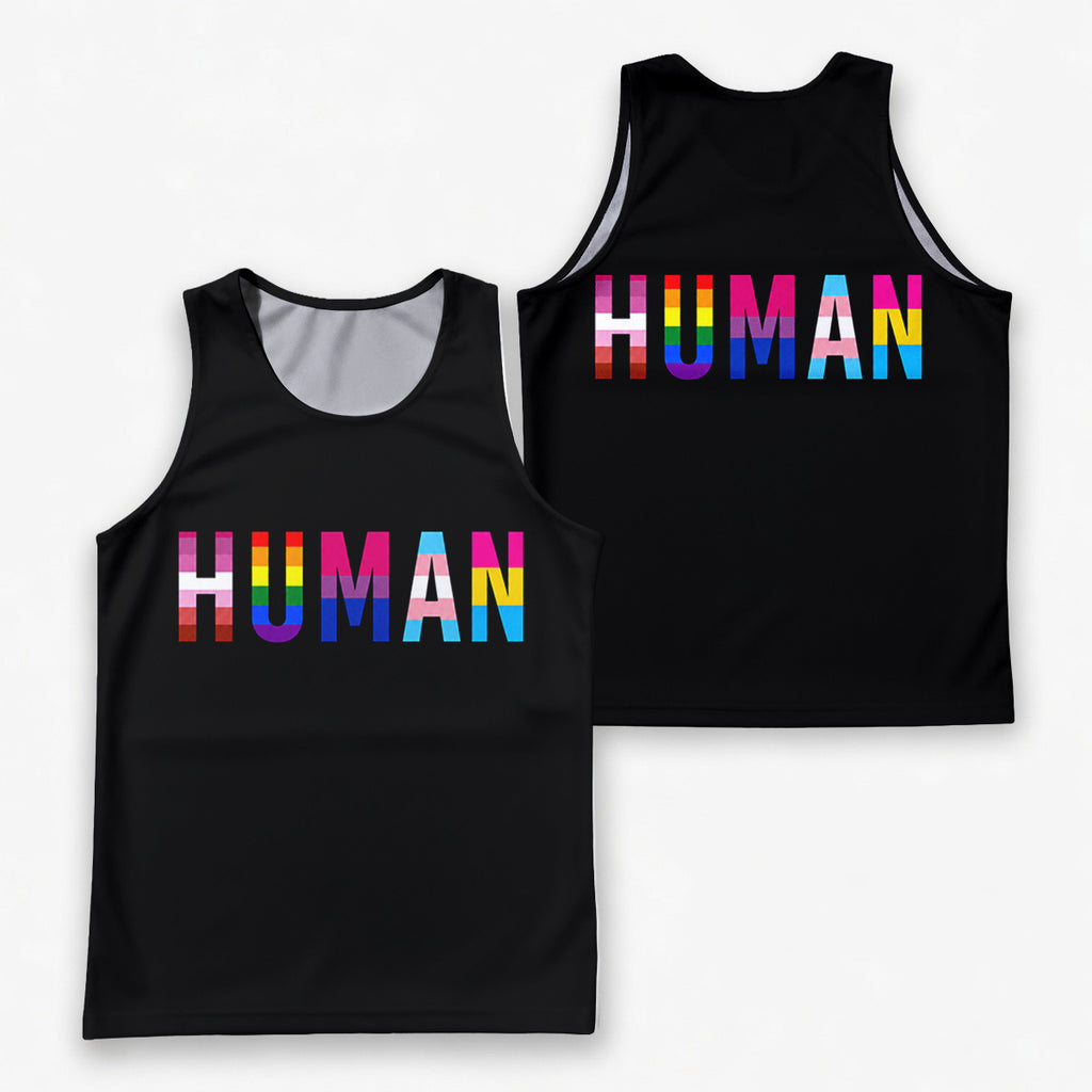 LGBT Pride Running Tank Top Rainbow Human Running Singlet for Men and Women