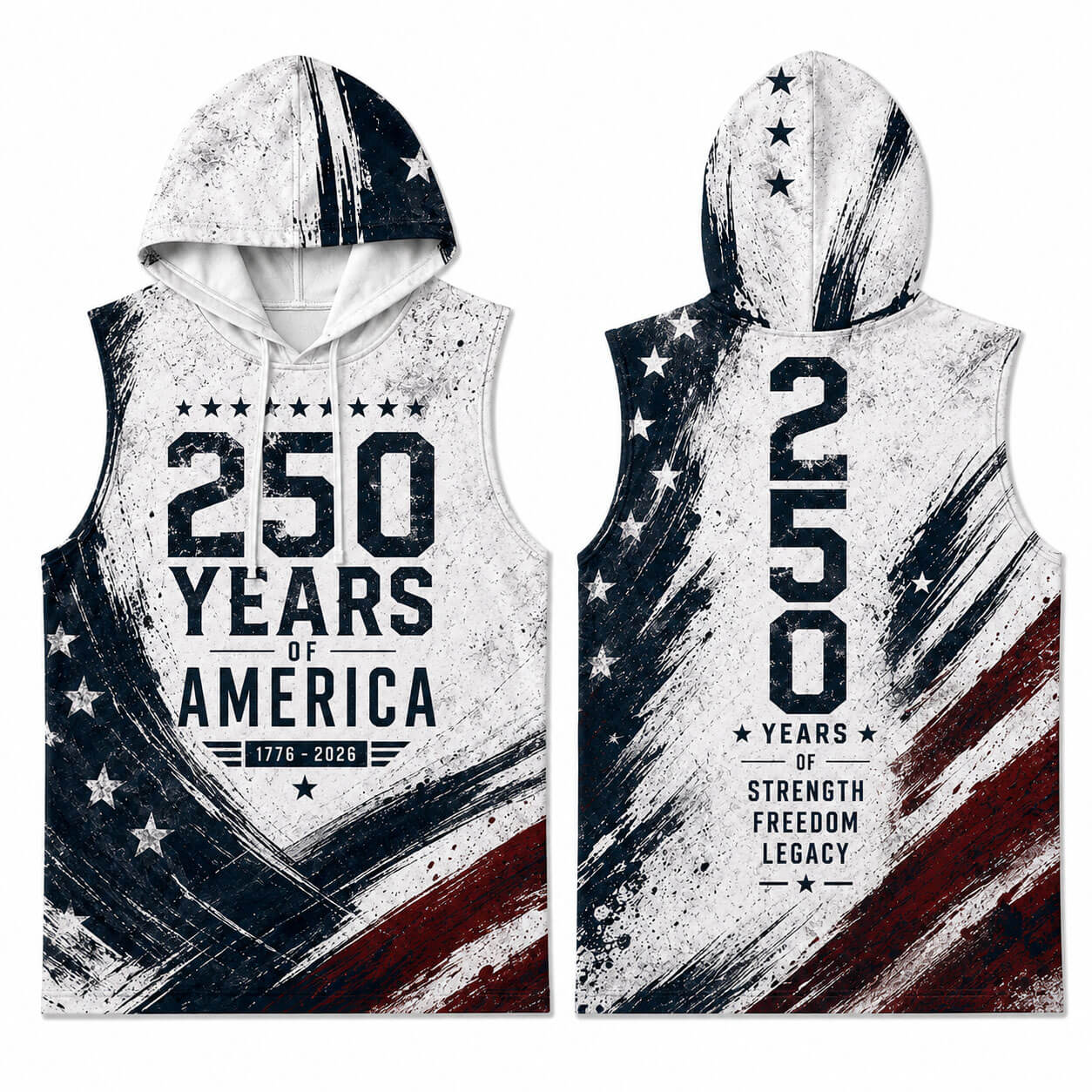 USA 250 Strength Freedom Legacy Men's Workout Hooded Tank Top