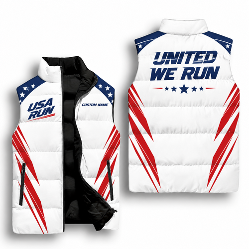 American Flag Racer Sleeveless Running Puffer Jacket