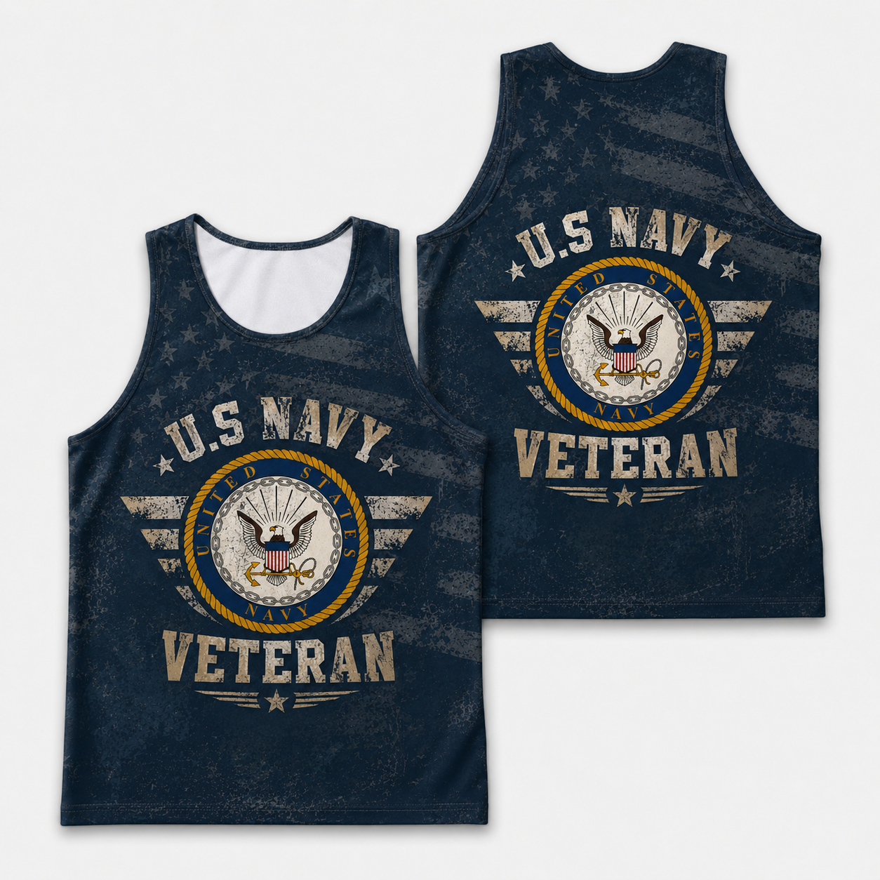 Veteran Running Tank Top - US Navy Veteran V5 Tech Singlet