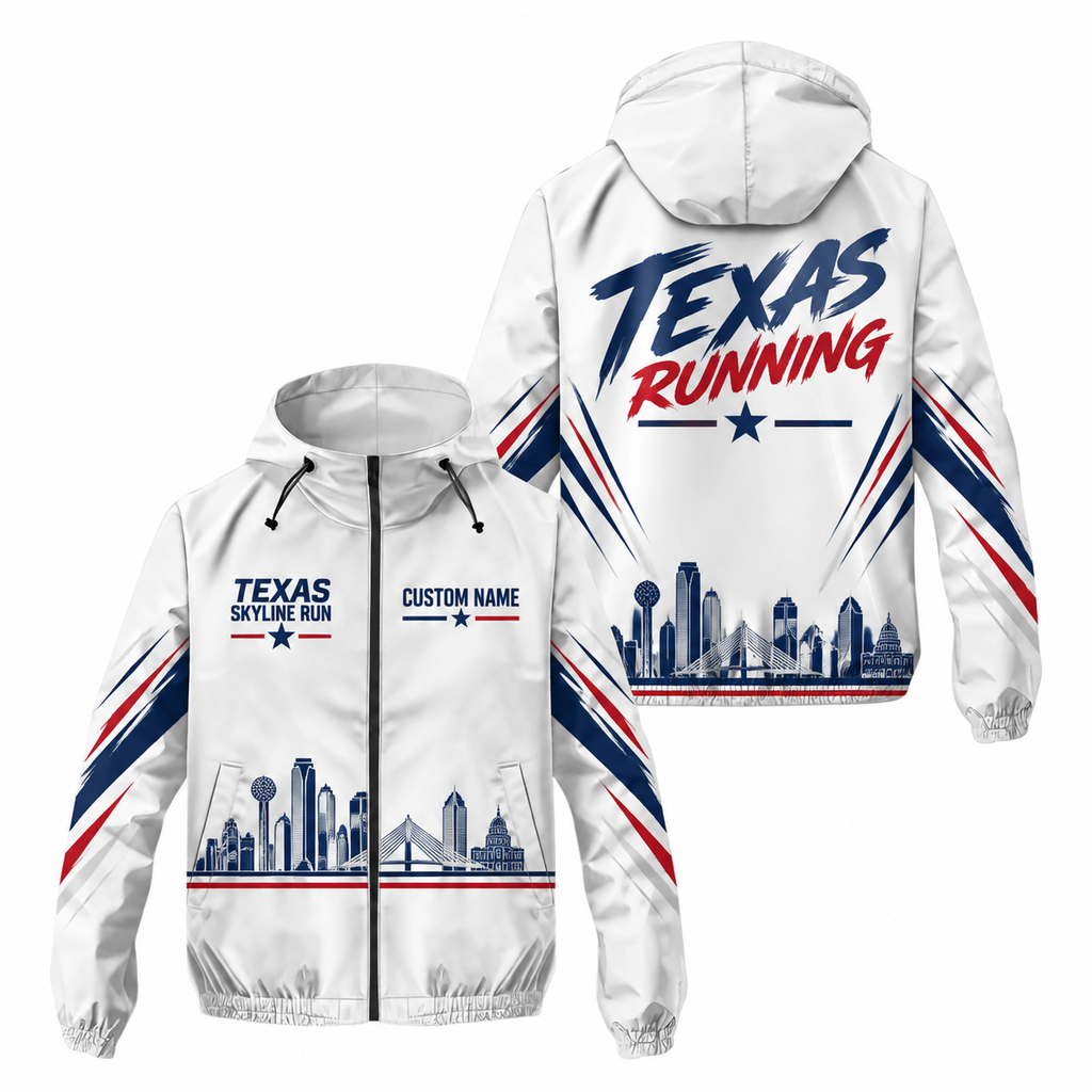Custom Name Texas Skyline Run Running Windbreaker Jacket