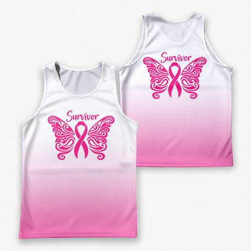 Cancer Fighter Running Tank Top Breast Cancer Survivor Running Singlet for Men and Women