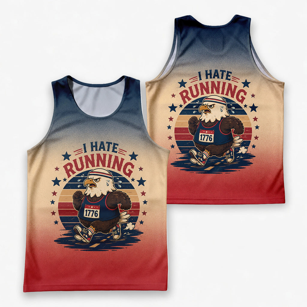 Funny Running Tank Top I Hate Running Vintage Eagle Tech Singlet
