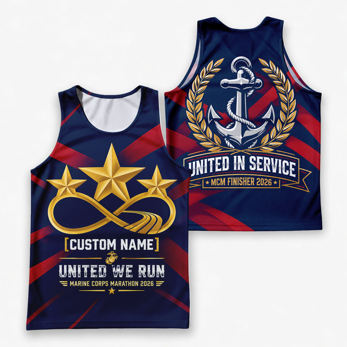 United We Run The Marine Corp Race Day Running Tank Top