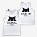 Cat Running Tank Top Black Cat Silently Judging You Running Singlet for Men and Women