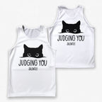Cat Running Tank Top Black Cat Silently Judging You Running Singlet for Men and Women
