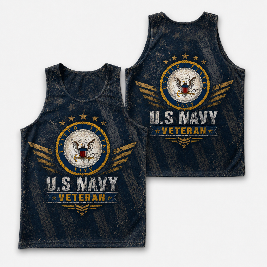 Veteran Running Tank Top - US Navy Veteran V4 Tech Singlet