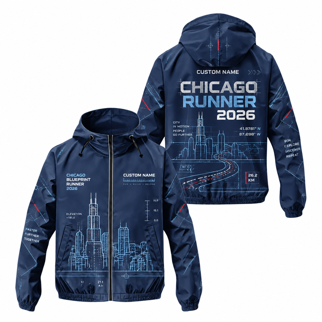 Custom Name Chicago Blueprint Runner Running Windbreaker Jacket