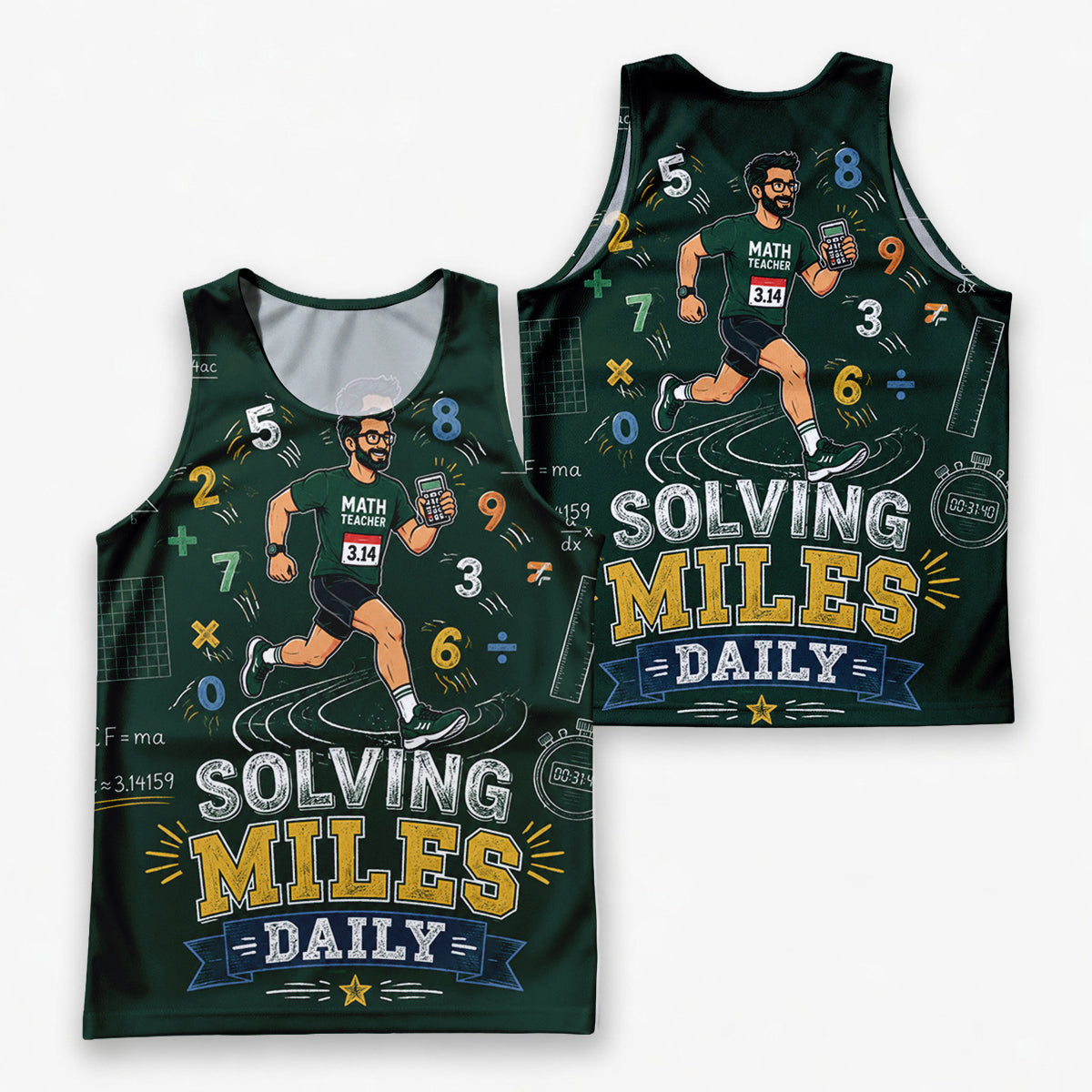 Teacher Running Tank Top Math Teacher Mile Club Tech Running Singlet