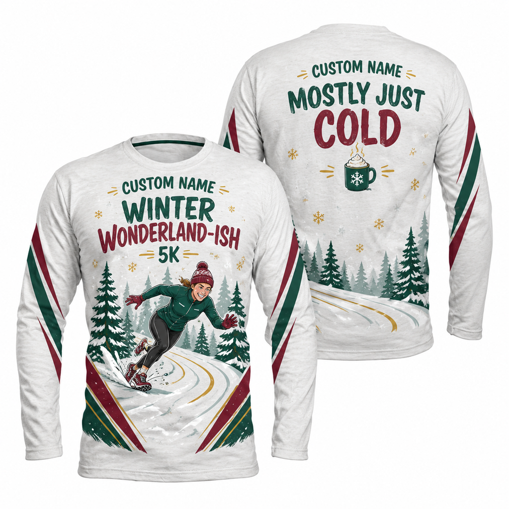 Custom Name Running Through a Winter Wonderland-ish Running Long Sleeve Shirt