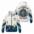 Custom Name Navy Compass Anchor Miles Running Windbreaker Jacket