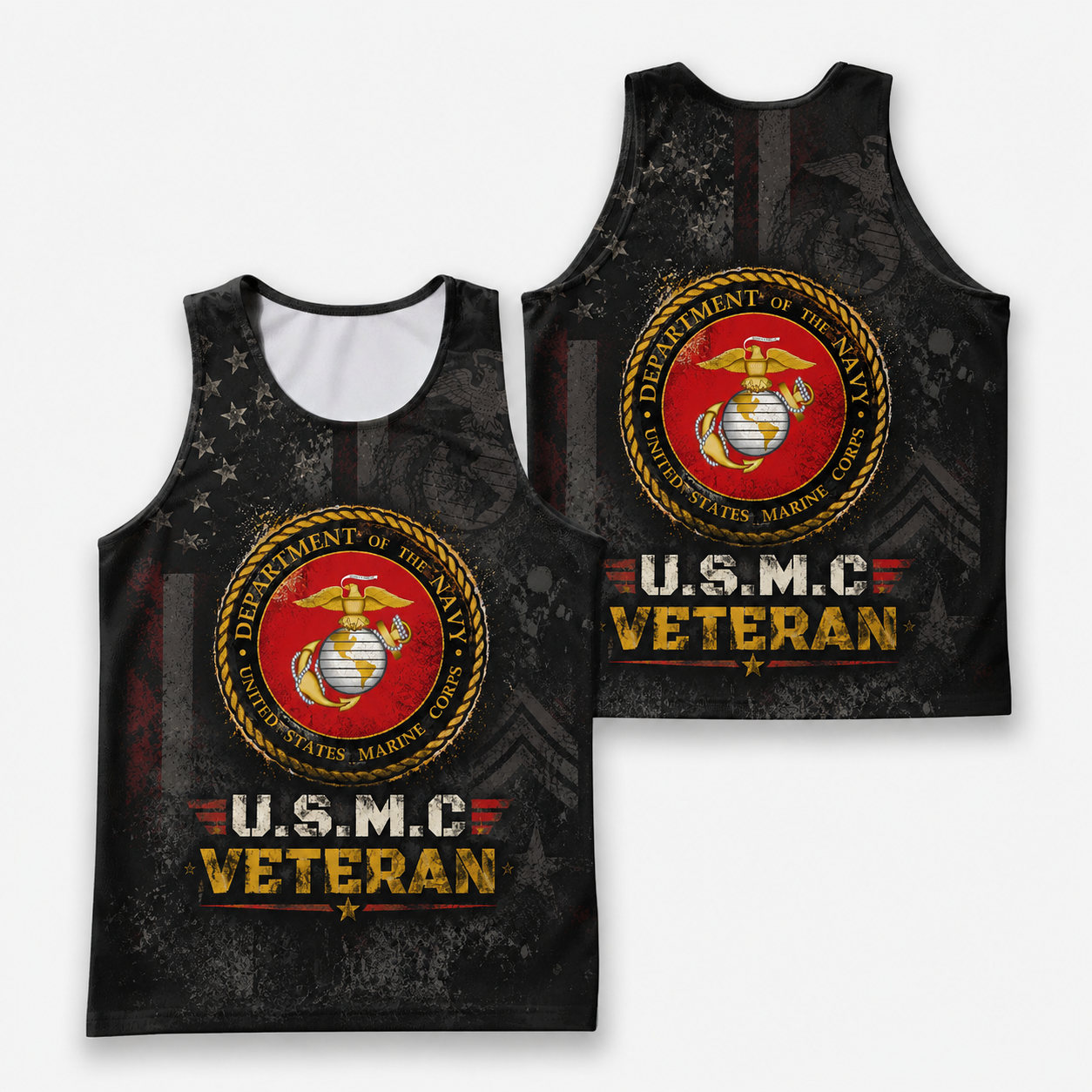 Veteran Running Tank Top - US Marine Corps Veteran V9 Tech Singlet