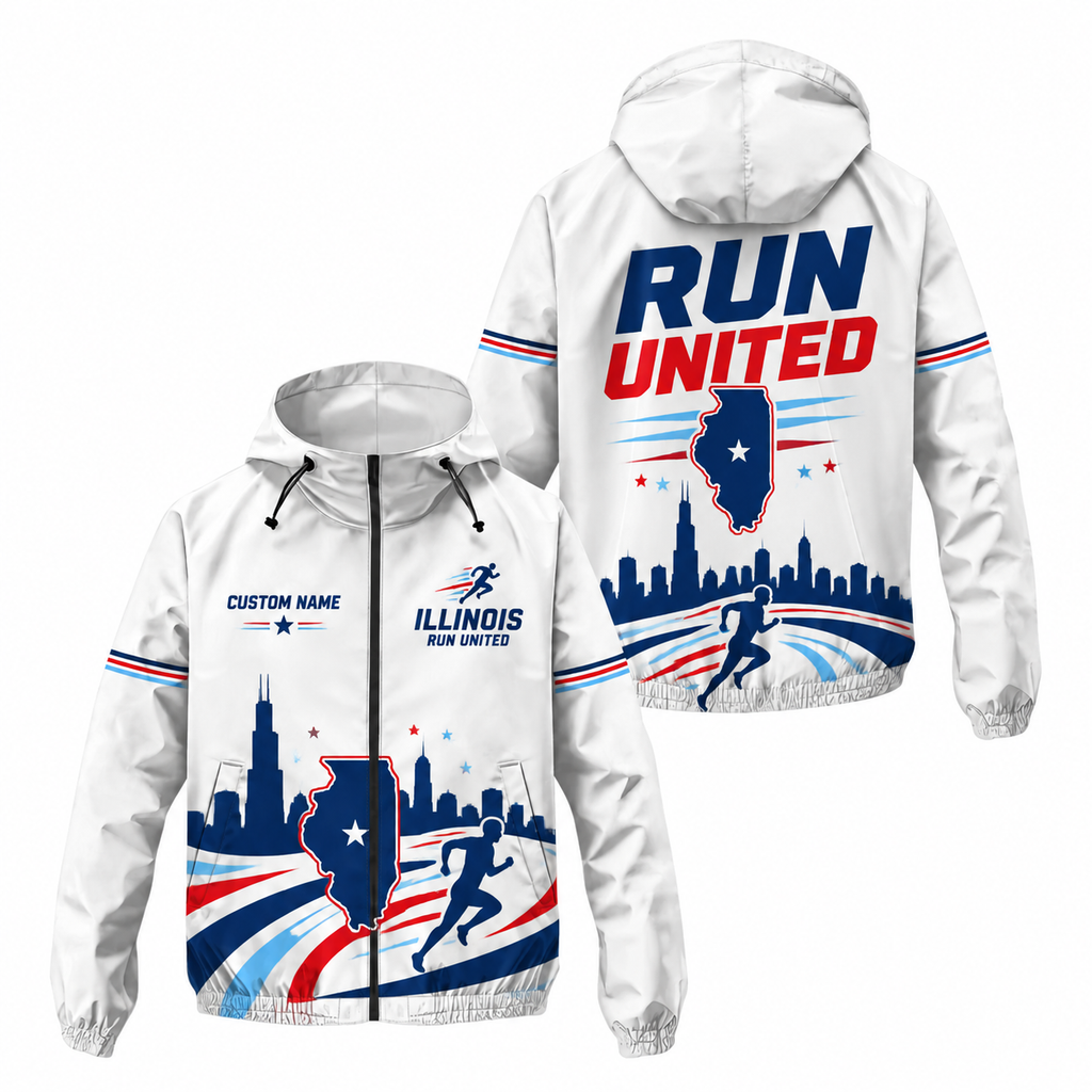 Custom Name Illinois Run United Illinois Running Windbreaker Jacket