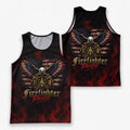Men's Running Tank Top Firefighter Pride American Flag Eagle Running Singlet