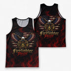 Men's Running Tank Top Firefighter Pride American Flag Eagle Running Singlet