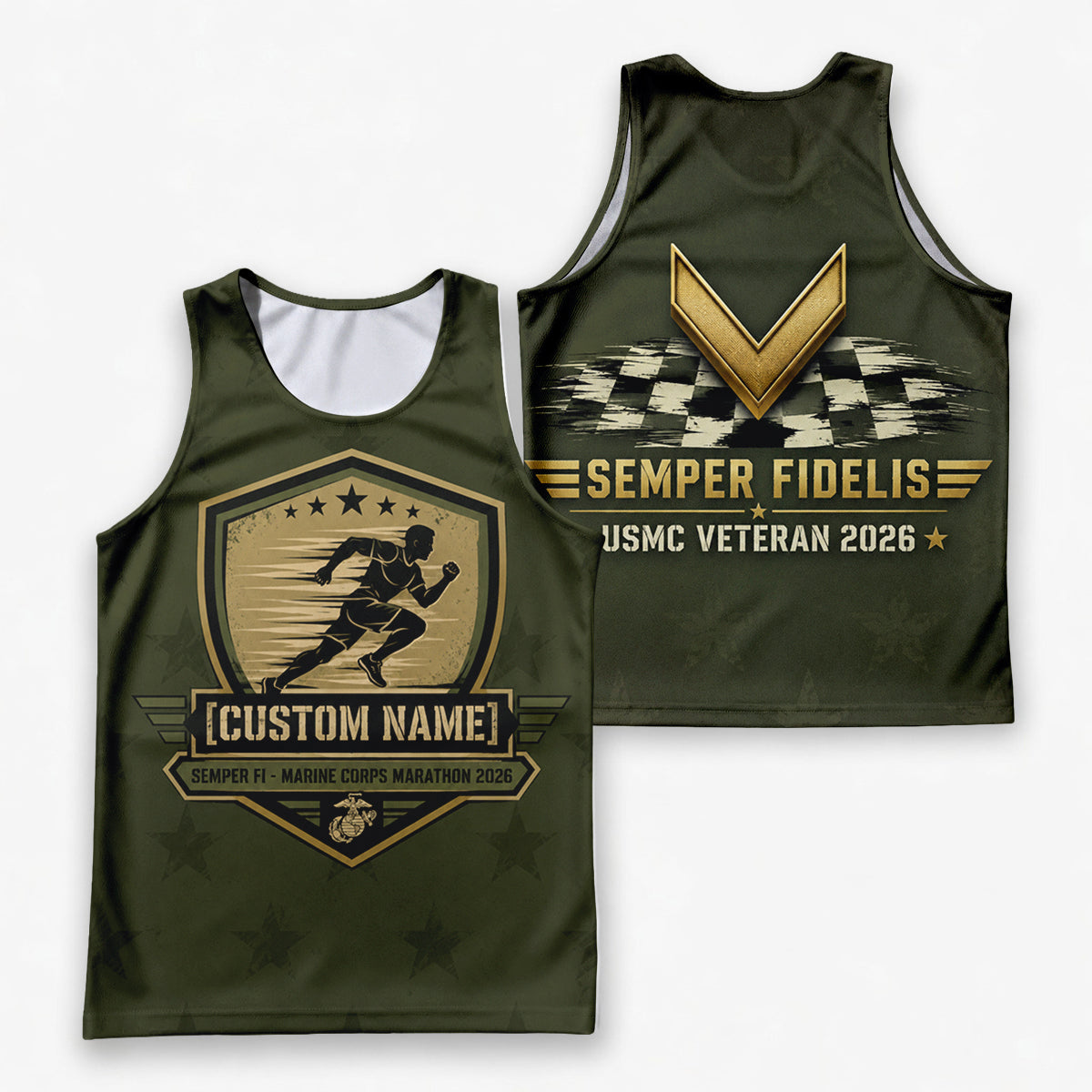 Semper Fi Shield The Marine Corp Race Day Running Tank Top