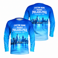 Custom Name Philadelphia Blue Skyline Energy Running Long Sleeve Shirt