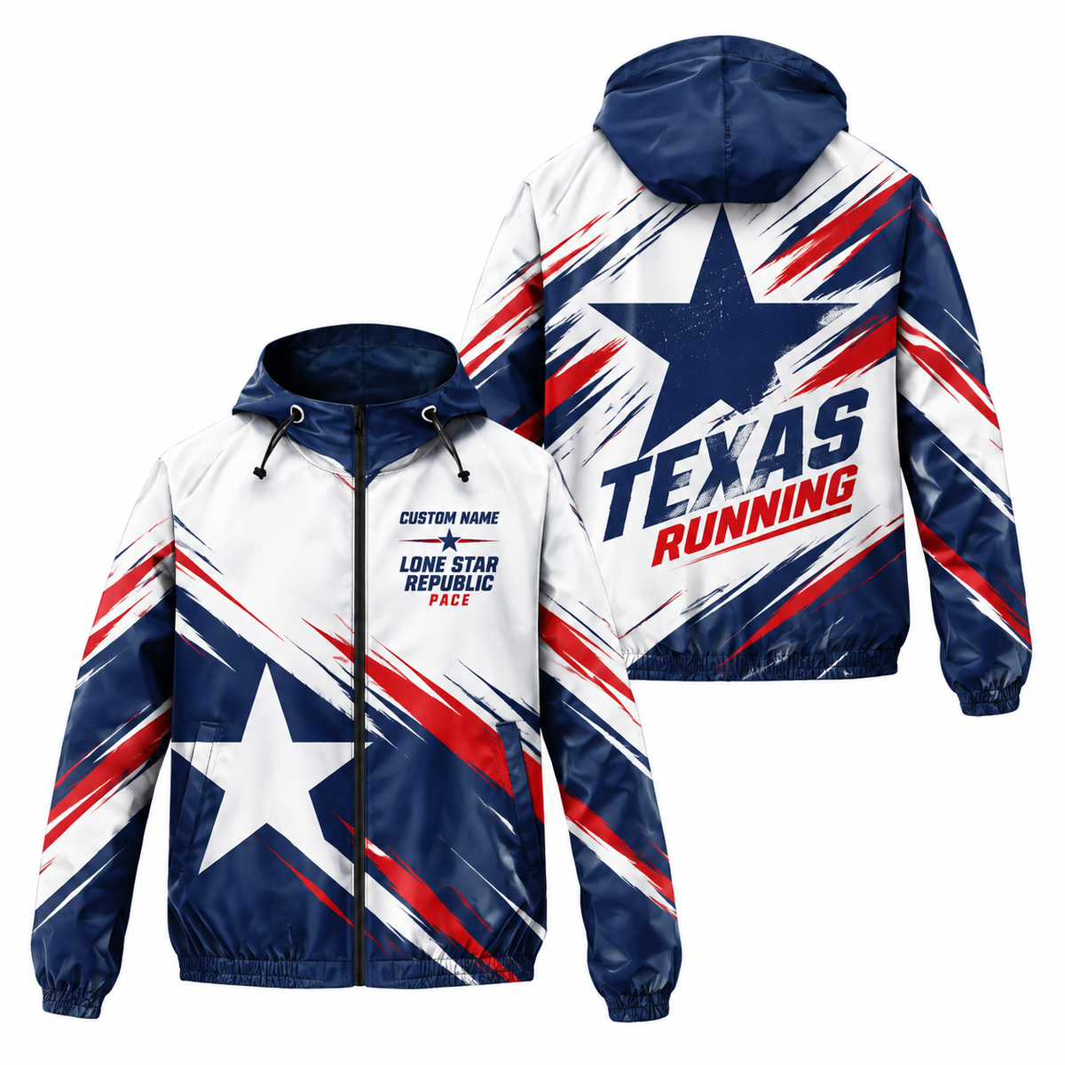 Custom Name Lone Star Republic Pace Running Windbreaker Jacket