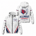 Custom Name Illinois Cardinal Runner Illinois Running Windbreaker Jacket