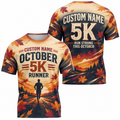 Custom Name October 5K Runner Halloween Tech Running T-Shirt