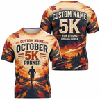 Custom Name October 5K Runner Halloween Tech Running T-Shirt