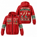 Custom Name Fa La La La Legs Santa Hustle Galveston Running Windbreaker Jacket
