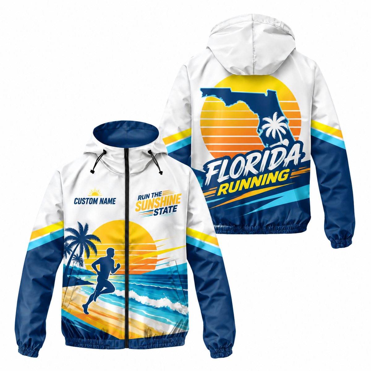 Custom Name Run The Sunshine State Florida Running Windbreaker Jacket