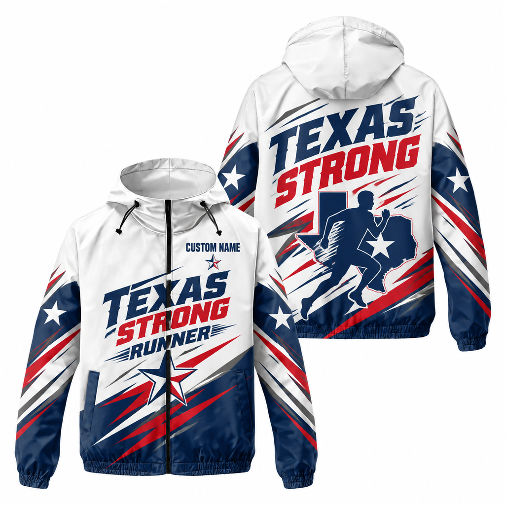 Custom Name Texas Strong Runner Running Windbreaker Jacket