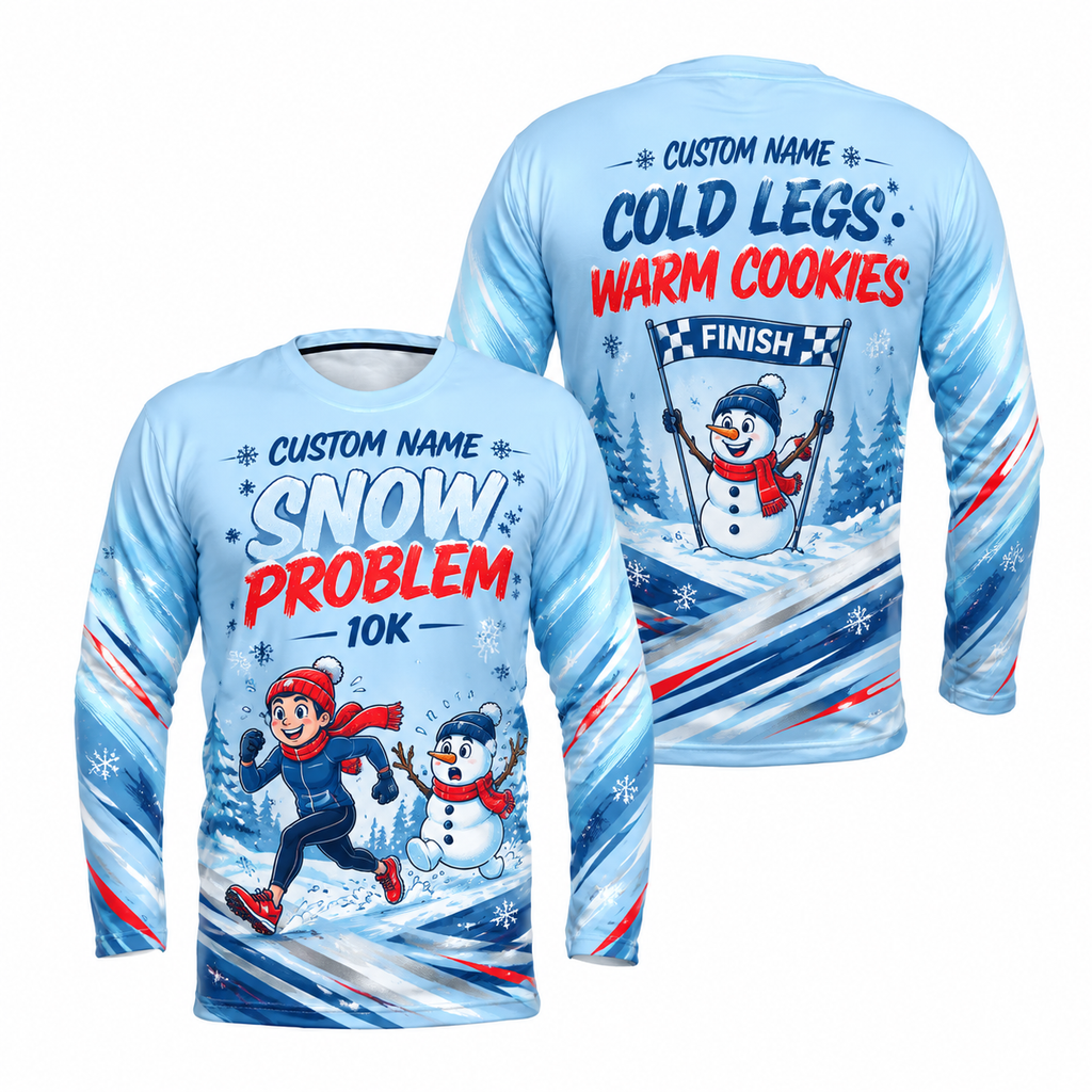 Custom Name Snow Problem Running Long Sleeve Shirt