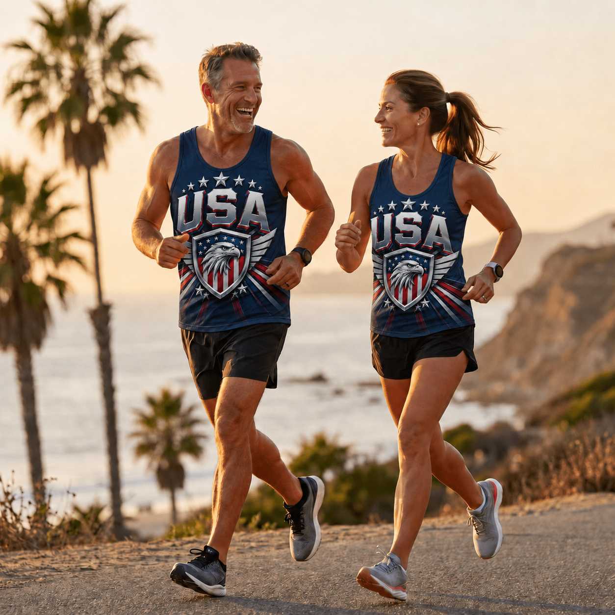 Patriotic Running Tank Top - Eagle Pride USA Tech Singlet