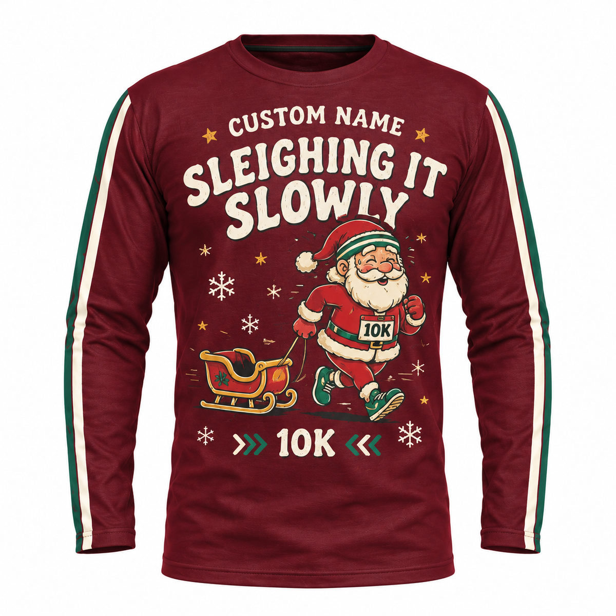 Custom Name Sleighing It Slowly Running Long Sleeve Shirt