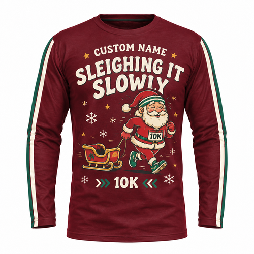 Custom Name Sleighing It Slowly Running Long Sleeve Shirt