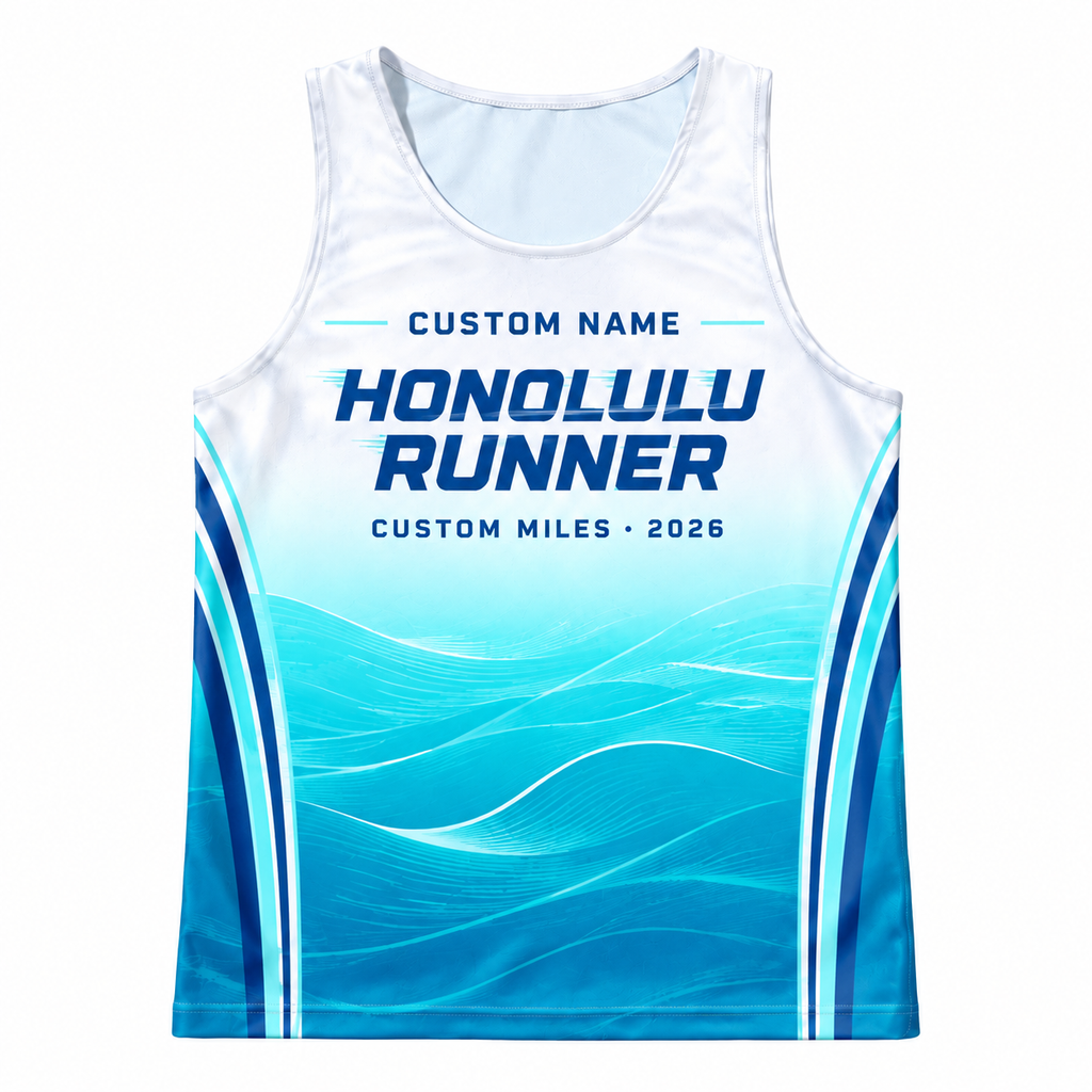 Custom Name Miles Hawaiian Blue Lagoon Running Tank Top