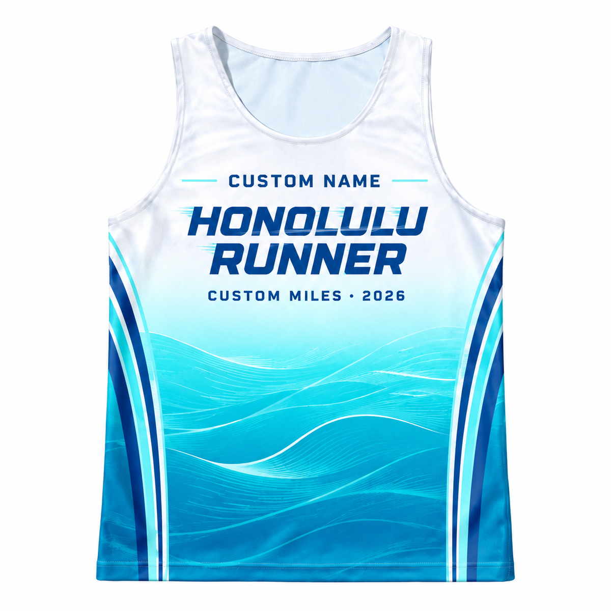 Custom Name Miles Hawaiian Blue Lagoon Running Tank Top