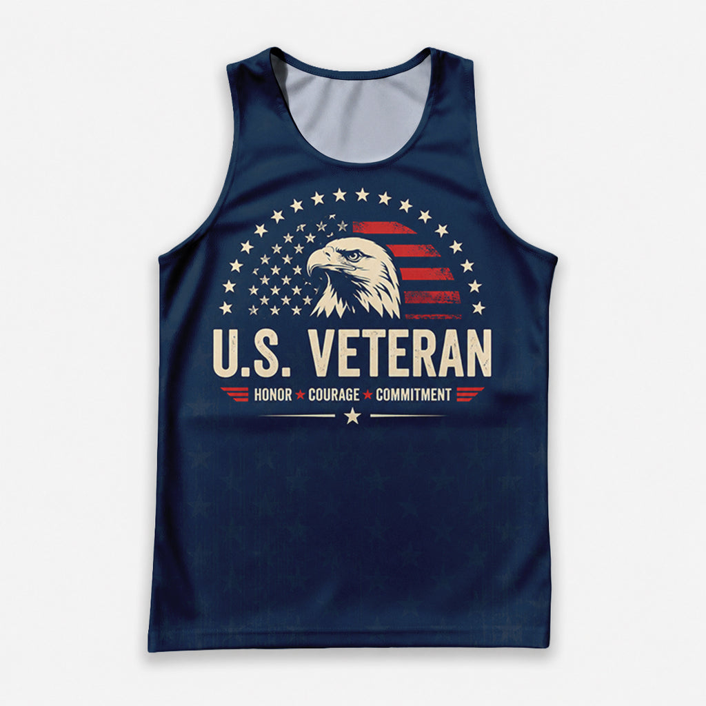 Veteran Tech Running Tank Top - Patriotic Eagle Running Singlet