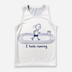 Funny Running Tank Top I Hate Running Lazy Old Man Tech Singlet