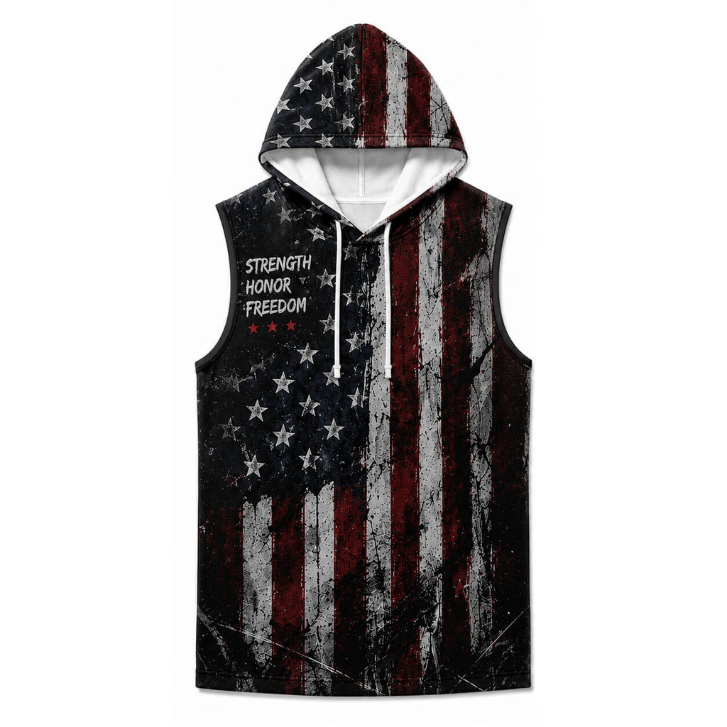 Strength Honor Freedom Men's Workout Hooded Tank Top