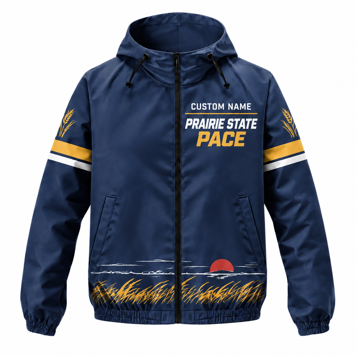 Custom Name Prairie State Pace Illinois Running Windbreaker Jacket