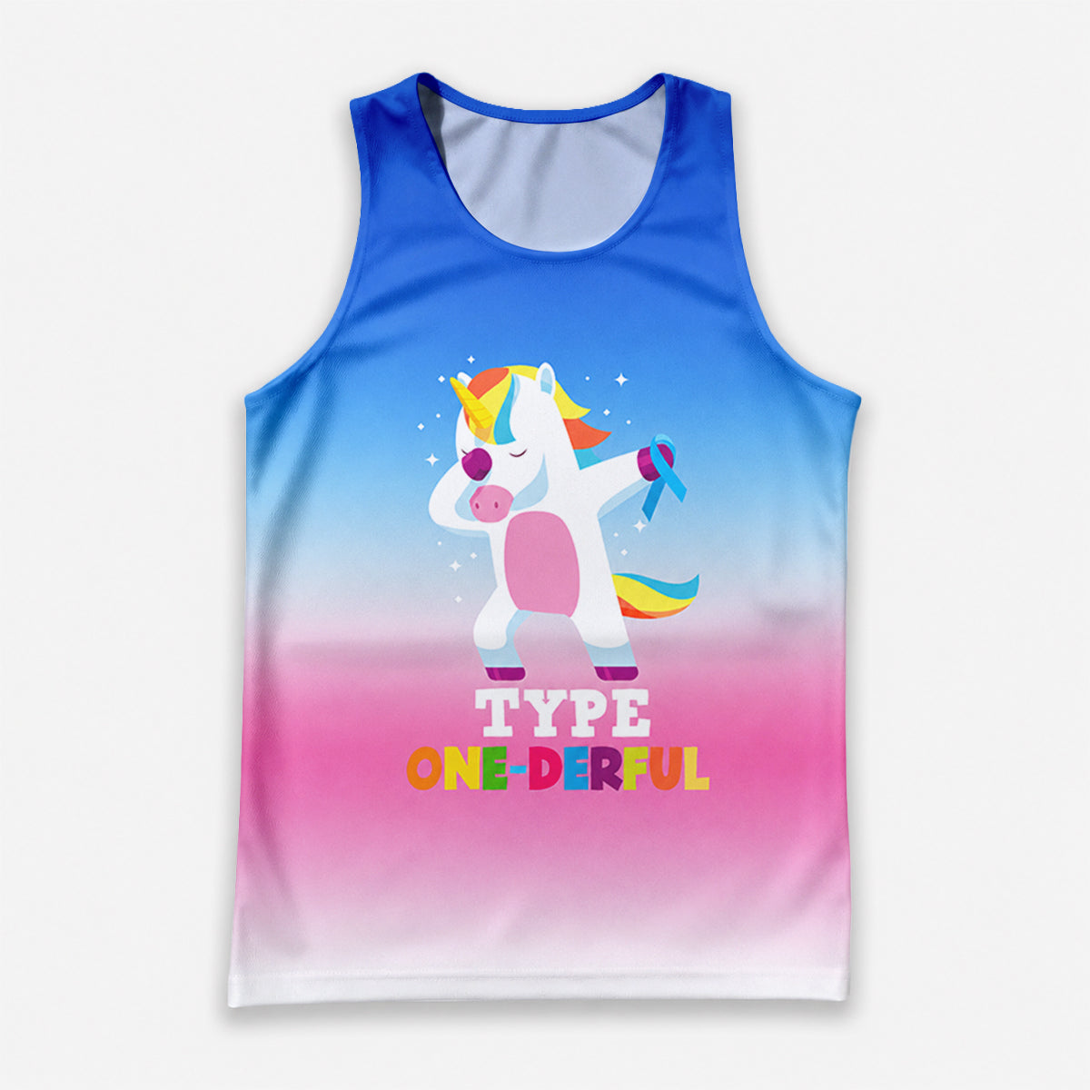 Diabetes Fighter Running Tank Top Unicorn Blue Ribbon Running Singlet for Men and Women