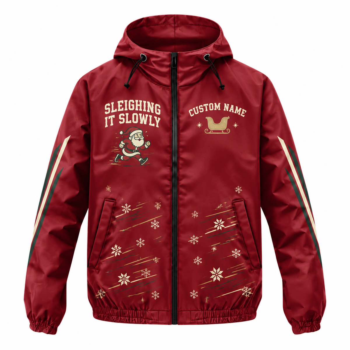 Custom Name Sleighing It Slowly Running Windbreaker Jacket