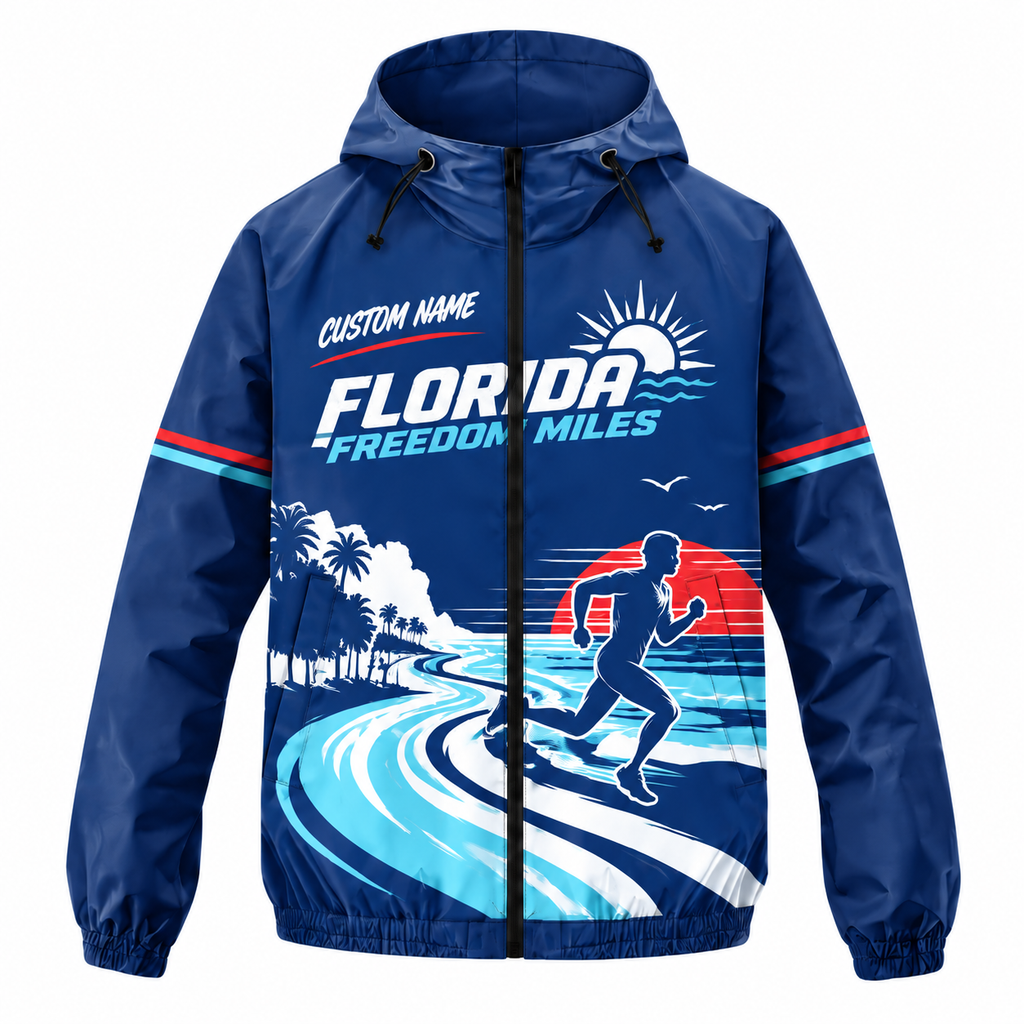 Custom Name Florida Freedom Miles Florida Running Windbreaker Jacket