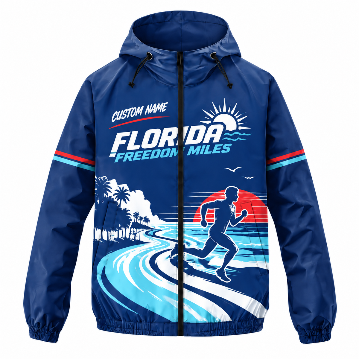 Custom Name Florida Freedom Miles Florida Running Windbreaker Jacket