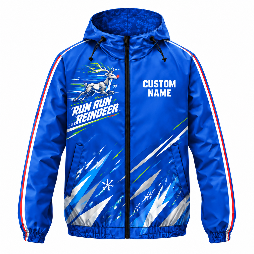 Custom Name Run Run Reindeer Running Windbreaker Jacket