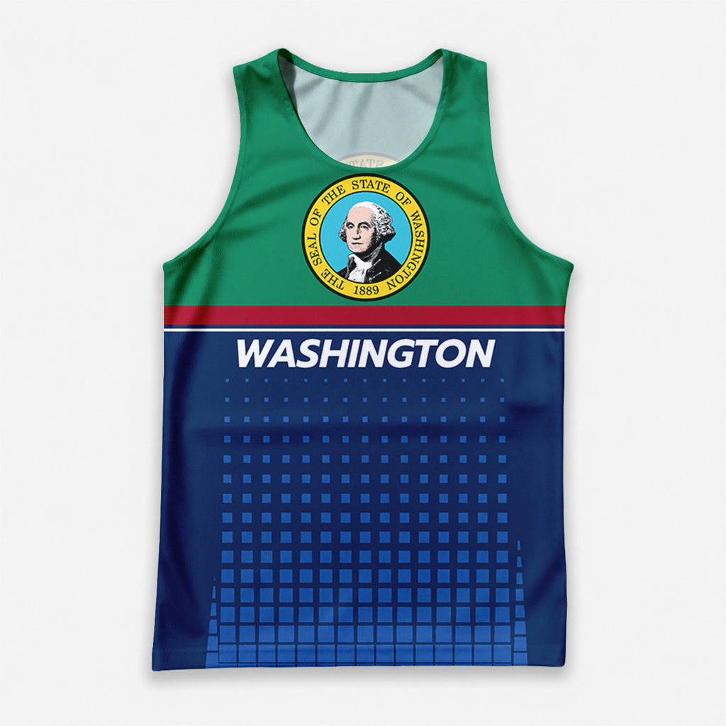Patriotic Tech Running Tank Top - Washington State Pride Running Singlet