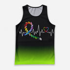 Cancer Fighter Running Tank Top Ribbon Heartbeat Running Singlet for Men and Women