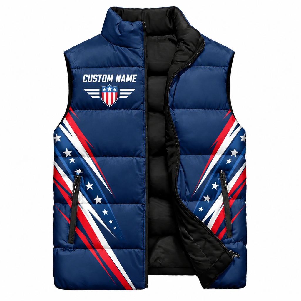 Freedom Eagle Shield Sleeveless Running Puffer Jacket