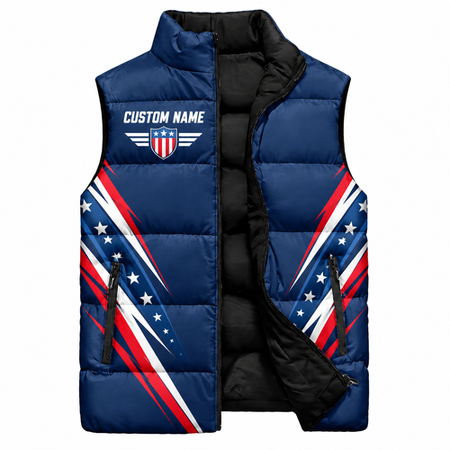 Freedom Eagle Shield Sleeveless Running Puffer Jacket